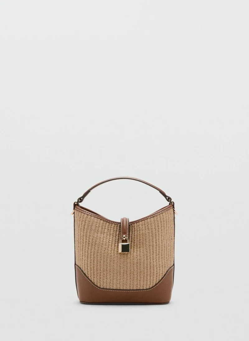 مانجو Contrasting canvas bucket bag