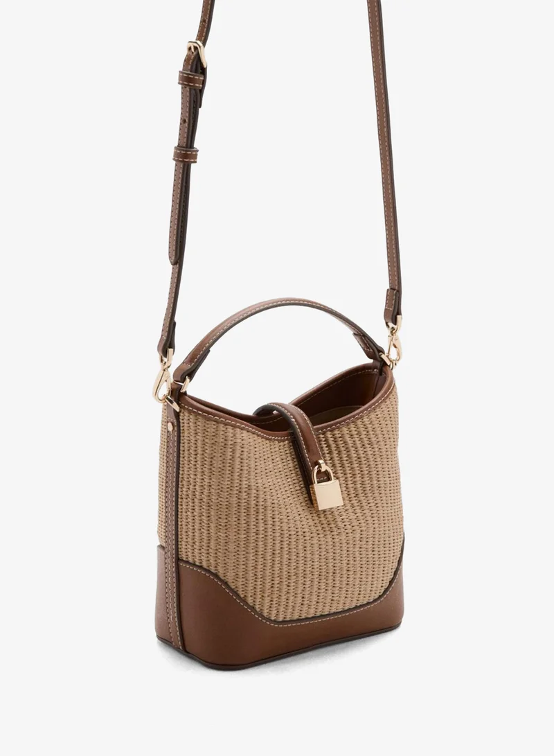 مانجو Contrasting canvas bucket bag