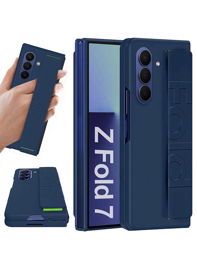 Hard Silicone Case for Samsung Galaxy Z Fold 7, with Anti-Slip Hand Grip – Rugged Full-Body Protective Cover with Precise Cutouts - Dark Blue - Image 3