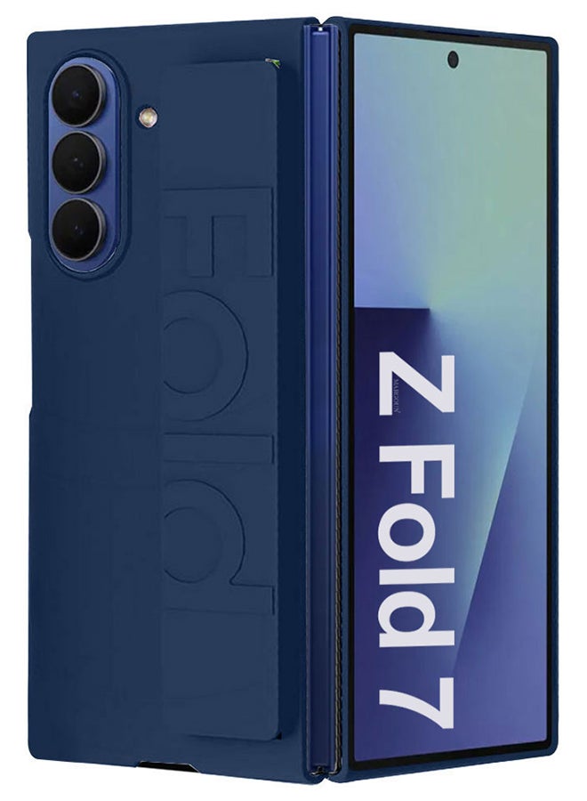 Hard Silicone Case for Samsung Galaxy Z Fold 7, with Anti-Slip Hand Grip – Rugged Full-Body Protective Cover with Precise Cutouts - Dark Blue - Image 1