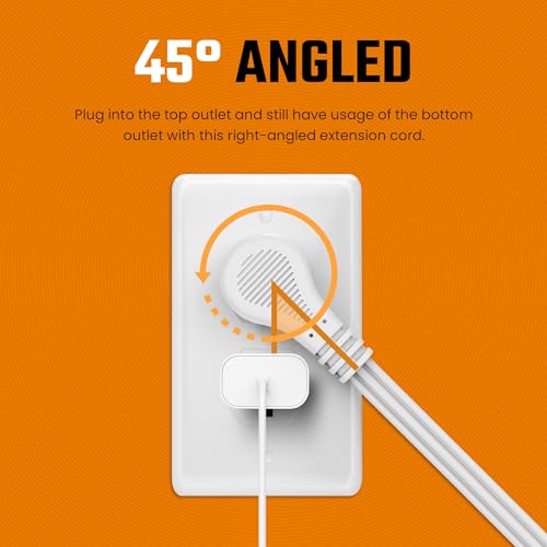 BindMaster White Extension Cord 10+ Ft 3-Prong 3-Outlet Extension Wire- Space-Saving Flat Angled for Indoor Use by Bindmaster- UL-Listed - Image 3