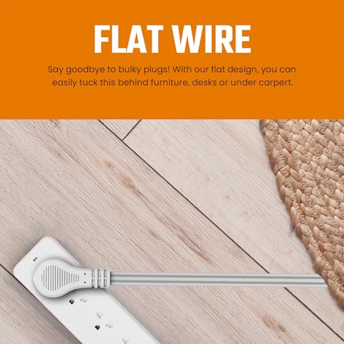 BindMaster White Extension Cord 10+ Ft 3-Prong 3-Outlet Extension Wire- Space-Saving Flat Angled for Indoor Use by Bindmaster- UL-Listed - Image 4