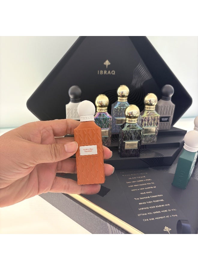 IBRAQ Ibrahim Alqurashi Perfume - Mega Mini Dimond Collection - 10*20ML - Black Carbon Diamond · Emerald Soul Diamond · Grey Pearl Diamond · White Regent Diamond · Purple Heart Diamond · Nude Coral Diamond · Pink Sakura Diamond · Cullinan Iris Diamond · Black Intense Diamond Blue Aqua Diamond - Image 3