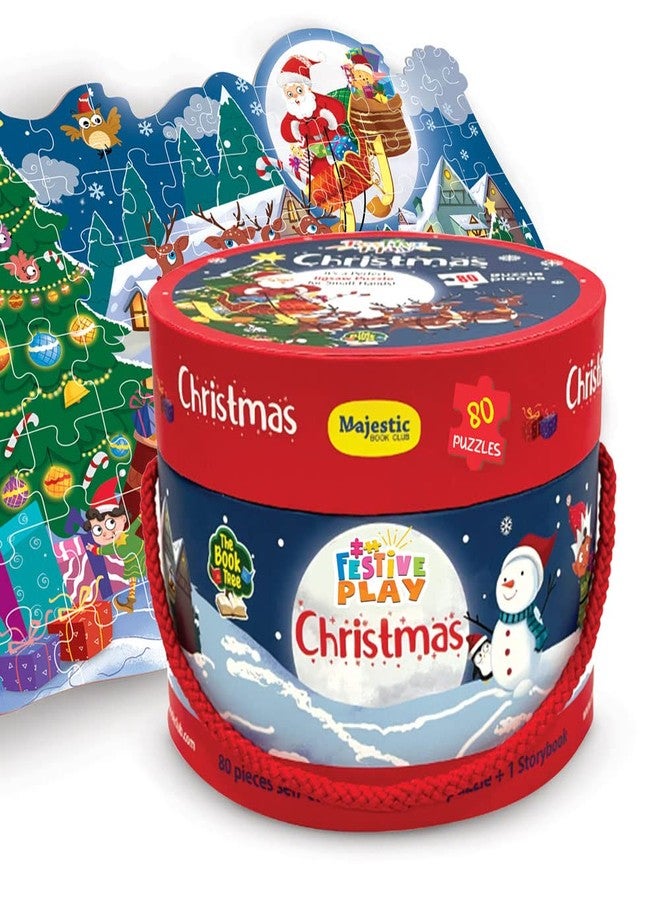THE BOOK TREE Christmas Puzzle Gift Box For Kids I 80 Puzzle Pieces & 1 Storybook I Christmas Puzzle For Children I Ideal Christmas Gift For Kids I Gift Box By Majestic Book Club - Christmas Gifts - Image 1