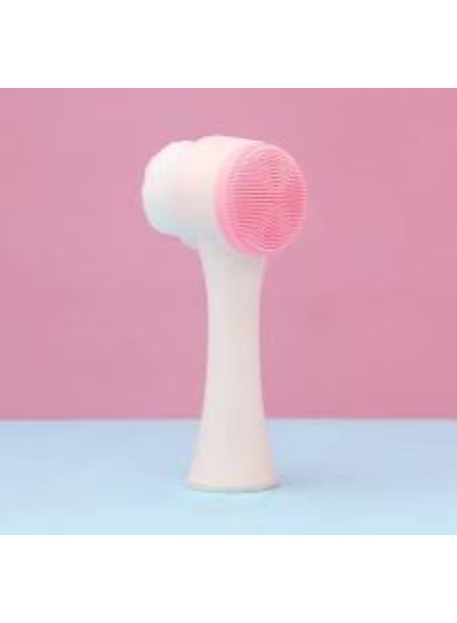 Double Face Cleanser Face Brush Soft Hair Silicone Face Washer Manual Makeup Remover Deep Cleansing Brush Random Color - Image 1