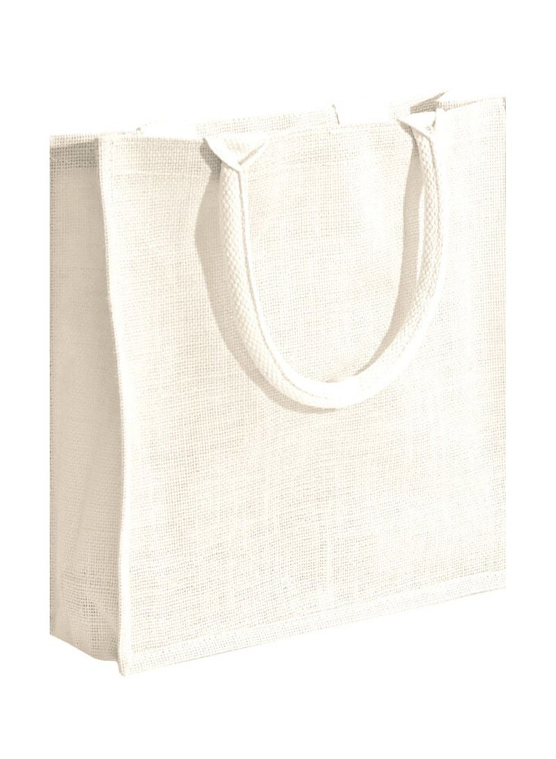 Waterproof Coated Jute Tote Bag with Soft Handle - Casual Shopping