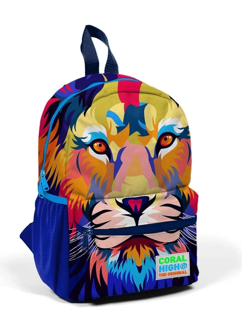 كورال هاي Tiny Nest Backpack Navy Blue Saks Lion Patterned Two Compartments 23541