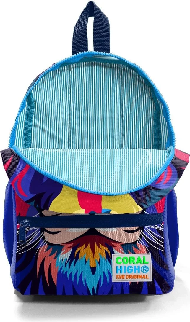 كورال هاي Tiny Nest Backpack Navy Blue Saks Lion Patterned Two Compartments 23541