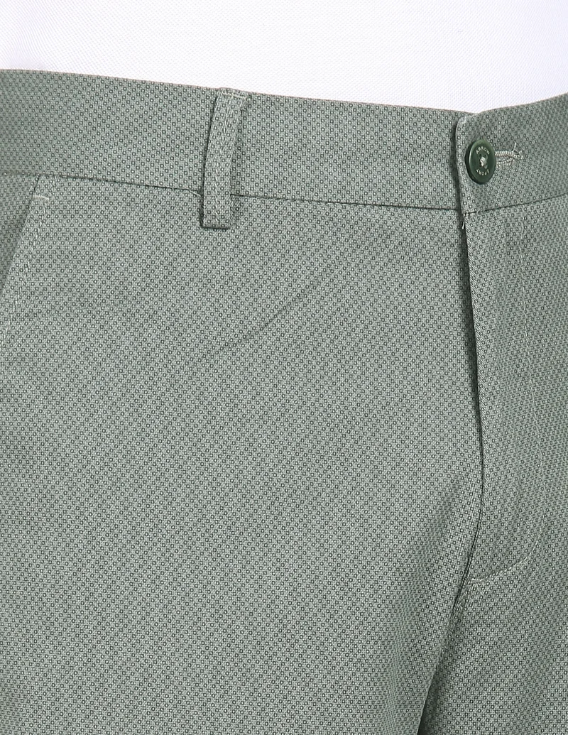 Arrow Olive Mid Rise Patterned Weave Casual Trousers for Men | Best Price UAE