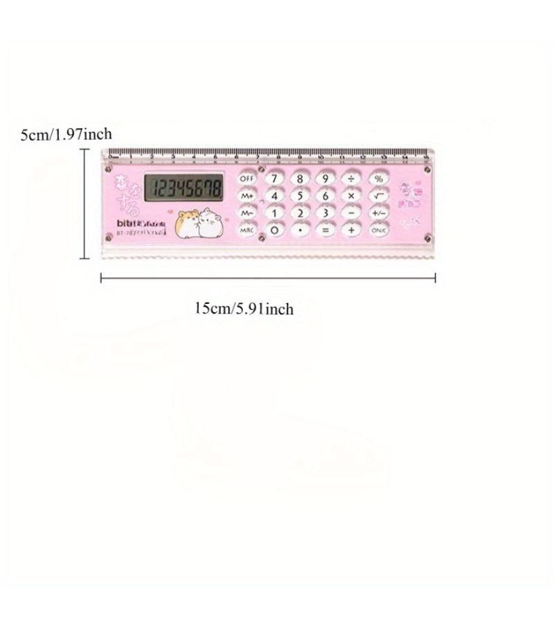 Ultra Thin Ruler Calculator Random Color Compact Desktop Calculator for Students Office Workers High Definition Display - Image 4