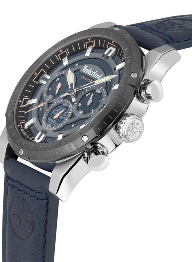 Timberland Fitzwilliam Navy Blue Dial Navy Blue Leather Strap Analog Watch for Men 45mm