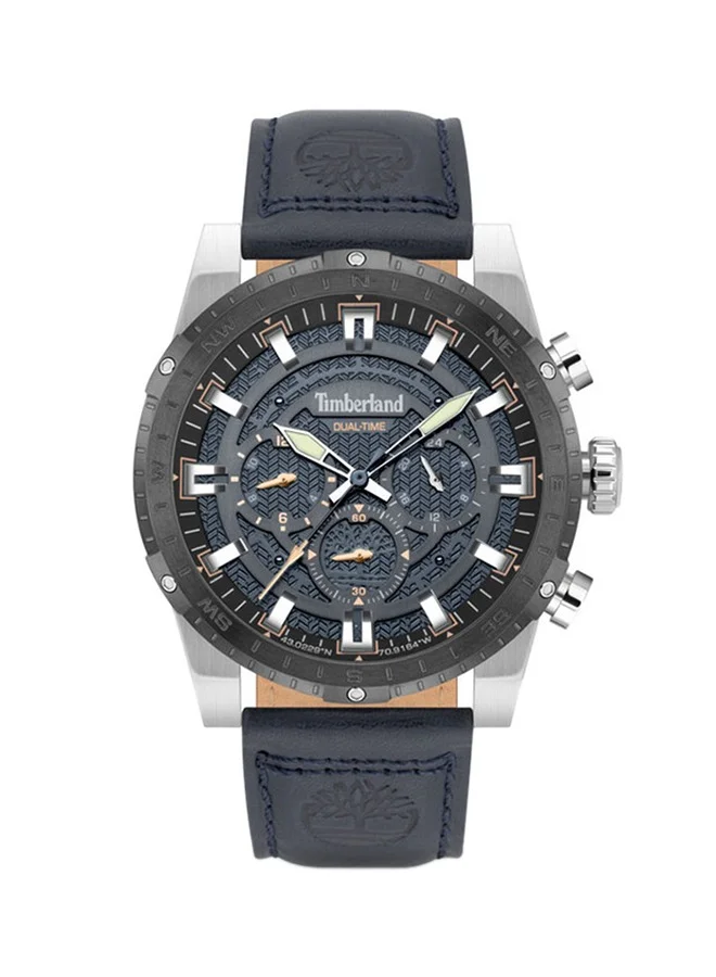 Timberland Fitzwilliam Navy Blue Dial Navy Blue Leather Strap Analog Watch for Men 45mm