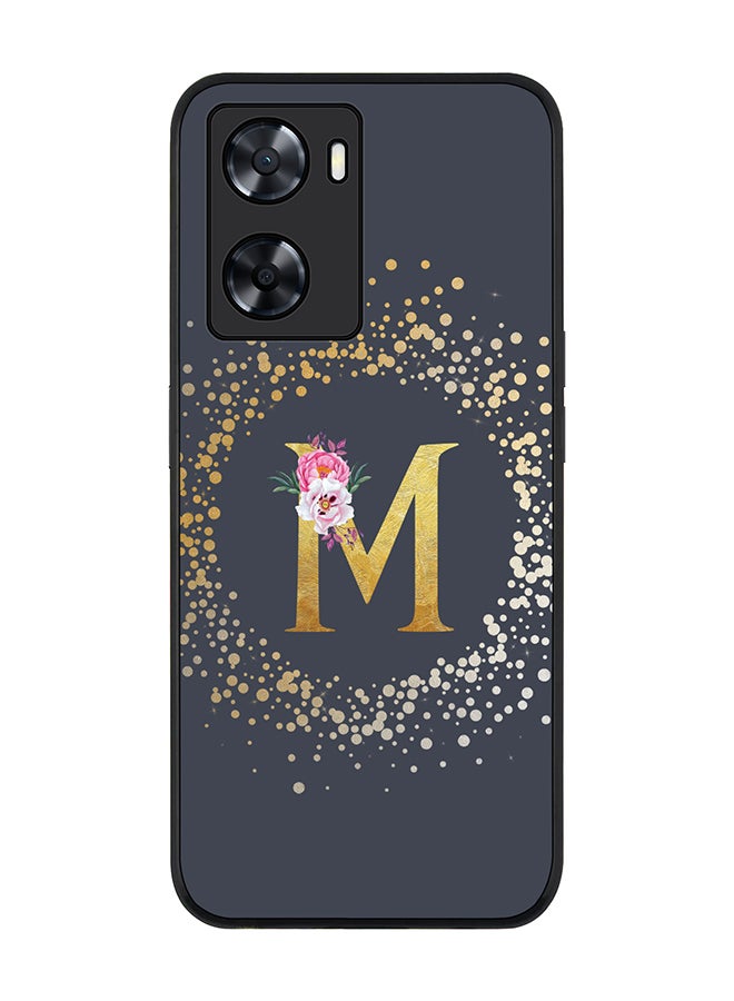 Stylizedd Rugged Black edge case for OnePlus Nord N20 SE Slim fit Soft Case Flexible Rubber Edges TPU Gel Thin Cover - Custom Monogram Initial Letter Floral Pattern Alphabet - M (Grey) - Image 1