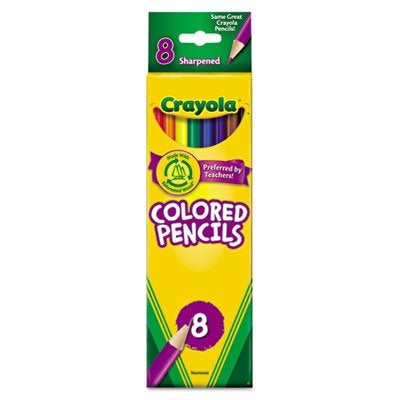 Crayola 684008 Long Barrel Colored Woodcase Pencils, 3.3 mm, 8 Assorted Colors/Set
