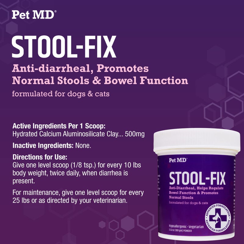 Pet MD Stool-Fix - Powdered Clay Anti Diarrhea for Dogs & Cats - Anti Diarrheal Treatment for Upset Stomach Relief, Promotes Normal Stool - 100g - Image 5