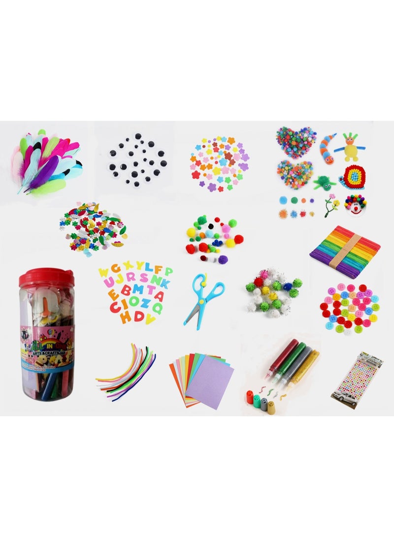 Capstro Kids DIY Arts & Crafts Supplies Kit – 1000 Pcs Red Craft Material Box with Pom Poms, Pipe Cleaners & Felt Shapes – Creative Handmade Art Set for Kids Ages 7–14 | Educational Craft Toy for Boys & Girls - Image 2