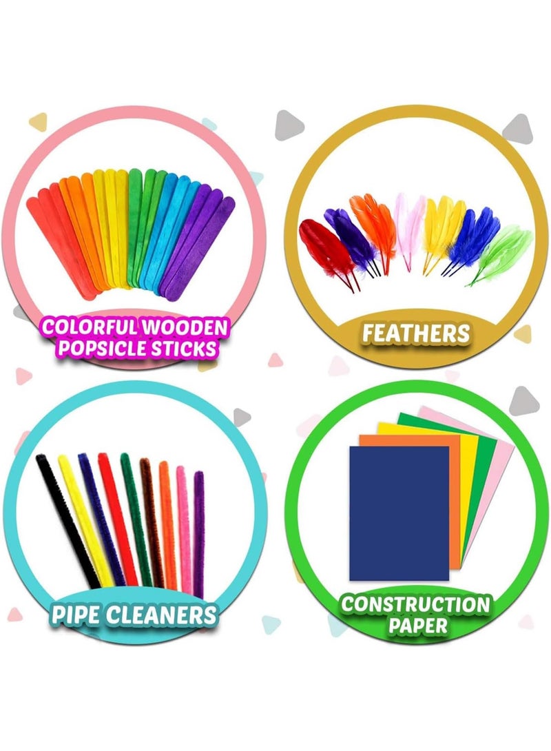 Capstro Kids DIY Arts & Crafts Supplies Kit – 1000 Pcs Red Craft Material Box with Pom Poms, Pipe Cleaners & Felt Shapes – Creative Handmade Art Set for Kids Ages 7–14 | Educational Craft Toy for Boys & Girls - Image 3