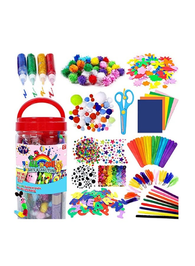 Capstro Kids DIY Arts & Crafts Supplies Kit – 1000 Pcs Red Craft Material Box with Pom Poms, Pipe Cleaners & Felt Shapes – Creative Handmade Art Set for Kids Ages 7–14 | Educational Craft Toy for Boys & Girls - Image 1