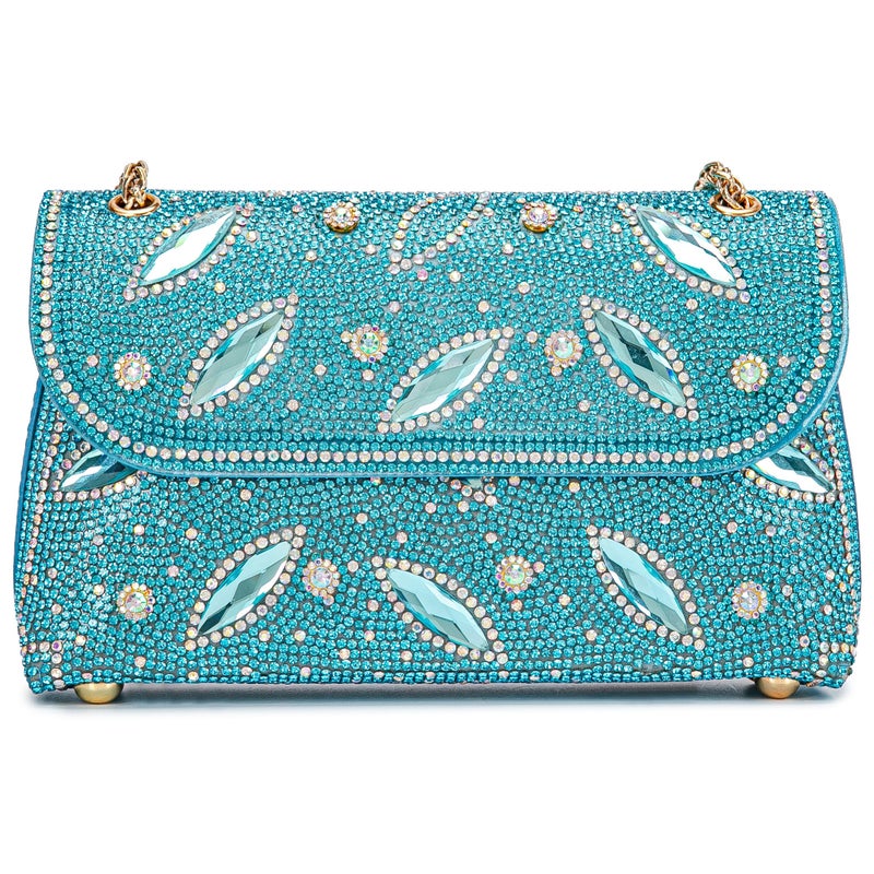 BBTT.ful Bling Bling Rhinestones Purses for Women Chain Shoulder Bags Sparkly Evening Bags for Cocktail Prom Party Wedding (blue) - Image 1