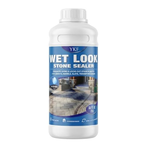 YKF Wet Look Stone Sealer 1 Quart - Color Enhancer for Outdoor Pavers, Driveways, Concrete and Rough Stone - Waterproof Non Yellowing UV Protection - Satin Finish for Exterior Textured Surfaces - Image 1