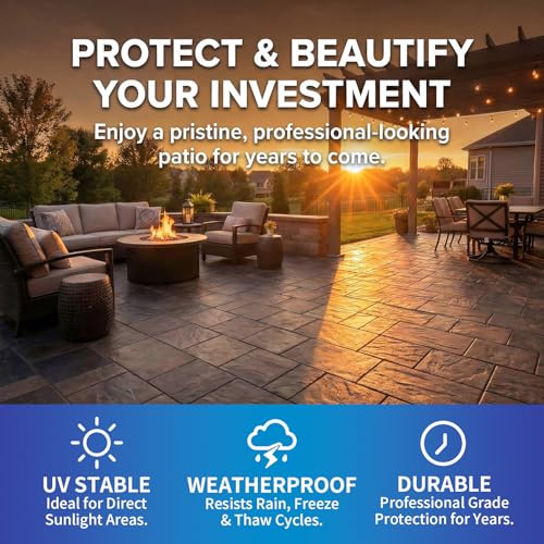 YKF Wet Look Stone Sealer 1 Quart - Color Enhancer for Outdoor Pavers, Driveways, Concrete and Rough Stone - Waterproof Non Yellowing UV Protection - Satin Finish for Exterior Textured Surfaces - Image 5
