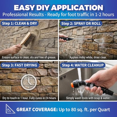 YKF Wet Look Stone Sealer 1 Quart - Color Enhancer for Outdoor Pavers, Driveways, Concrete and Rough Stone - Waterproof Non Yellowing UV Protection - Satin Finish for Exterior Textured Surfaces - Image 4