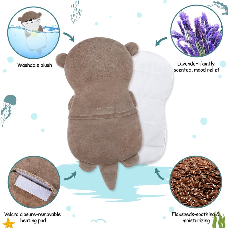 Fighting to Achieve Microwave Heating Pad For Period Cramps - Otter Lavender Scented Microwavable Heating Pad For Women And Kids  Otter Plush Toys With Removable Heat Pack For Shoulder Neck Back Knee Pain Relief - Image 3