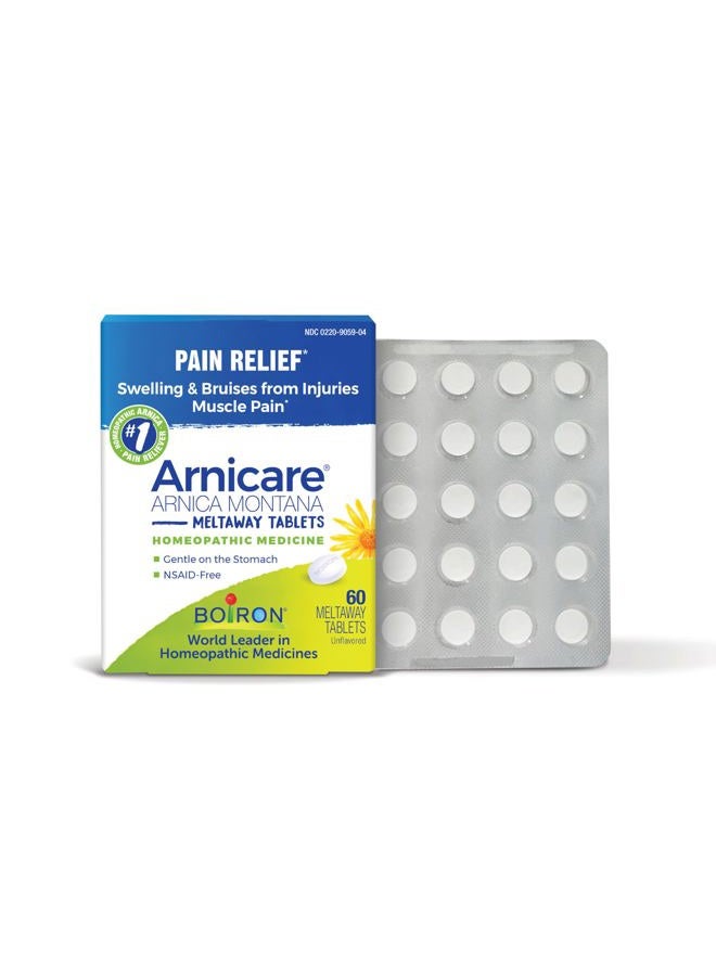 Boiron Arnicare Tablets for Pain Relief from Muscle Pain, Joint Soreness, Swelling from Injury or Bruises - 60 Count  - Image 1