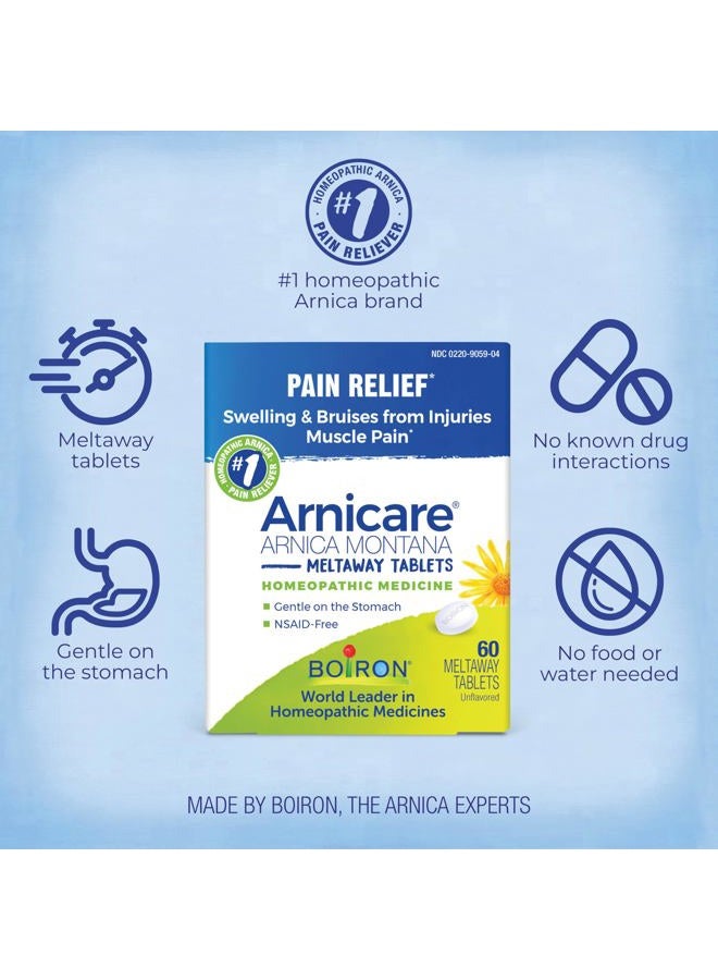 Boiron Arnicare Tablets for Pain Relief from Muscle Pain, Joint Soreness, Swelling from Injury or Bruises - 60 Count  - Image 3