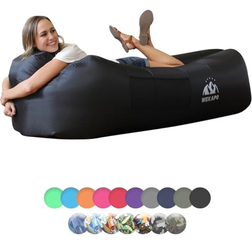WEKAPO Inflatable Lounger Air Sofa Hammock-Portable,Water Proof& Anti-Air Leaking Design-Ideal Couch for Backyard Lakeside Beach Traveling Camping Picnics & Music Festivals (Black) - Image 1