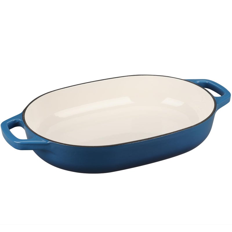 EDGING CASTING Enameled Cast Iron Oval Dutch Oven Pot with Lid, Dutch Oven for Sourdough Bread Baking, Oval Bread Pan, Bread Oven, Bread Dutch Oven, 7qt, Lake Blue - Image 4