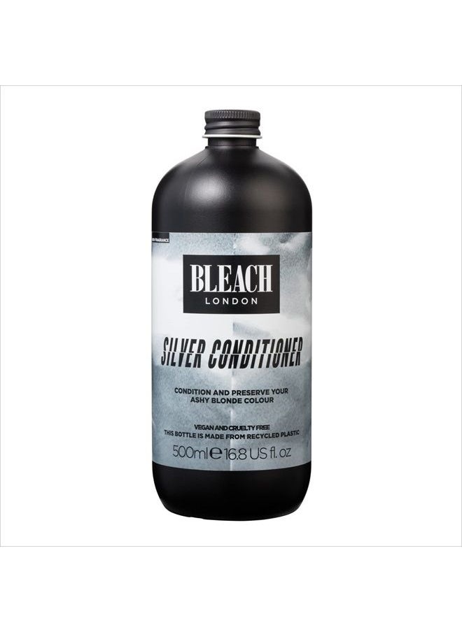 BLEACH LONDON - بلسم BLEACH LONDON Silver - شطف أشقر رمادي، توحيد اللون والحفاظ عليه، نباتي، خالٍ من القسوة، تغذية يومية للشعر، تركيبة ترسب اللون، 16.8 أونصة سائلة - Image 1