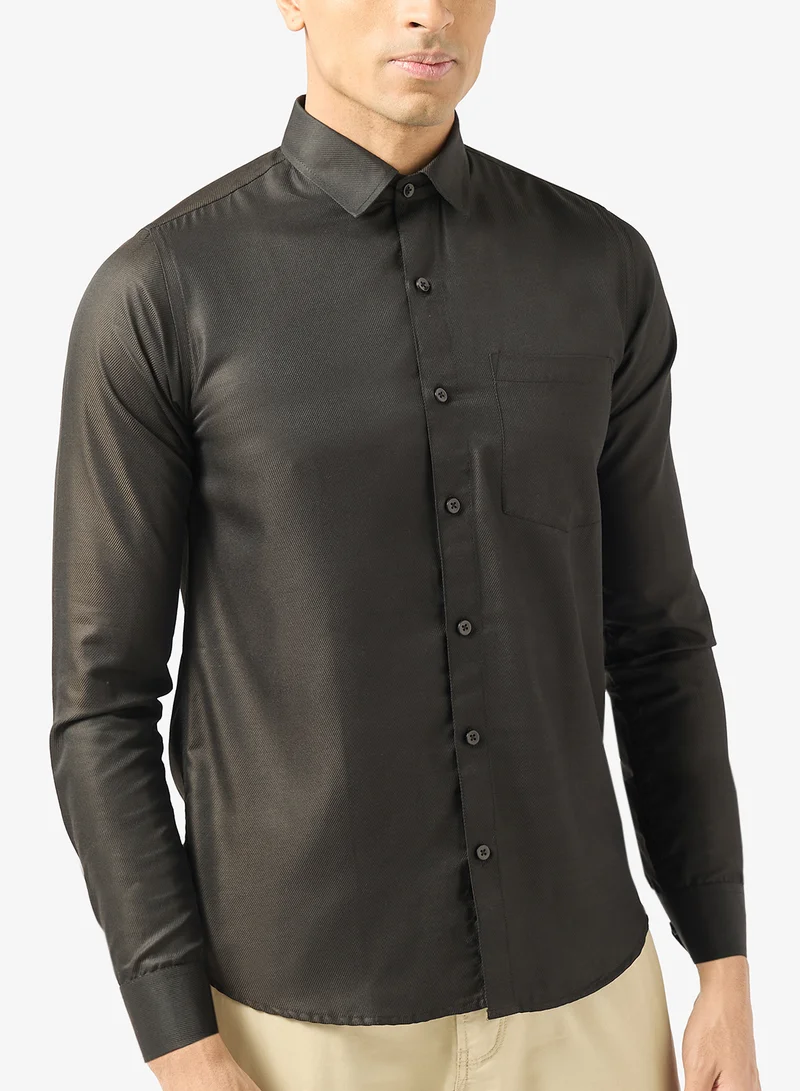 Robert Wood Shirts Oxford Brushed Self Horizontal Stripe