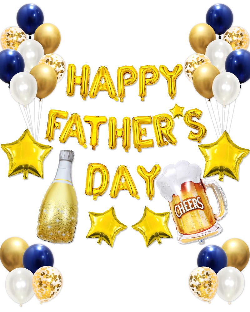 50 pcs Happy Fathers Day Balloon Set Decorations for Party Pack of Fathers Day Banner Letters Party Supplies for Photo Booth Backdrop