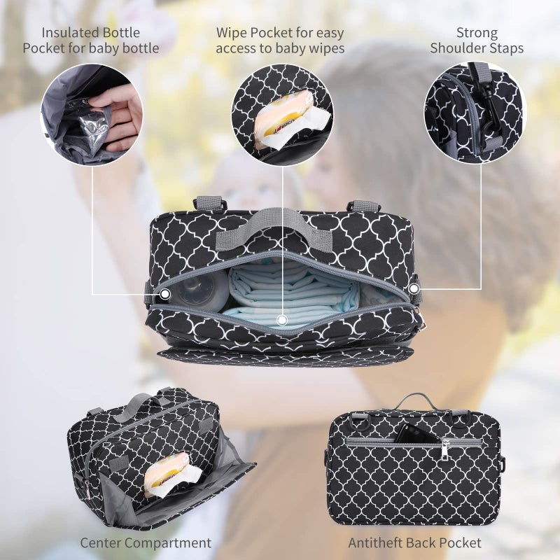 Gogoso Small Diaper Bag, Mini Stroller Organizer Accessory with Wipe Pockets Caddy Parent Console with Hook Fit All Strollers, Black - Image 2