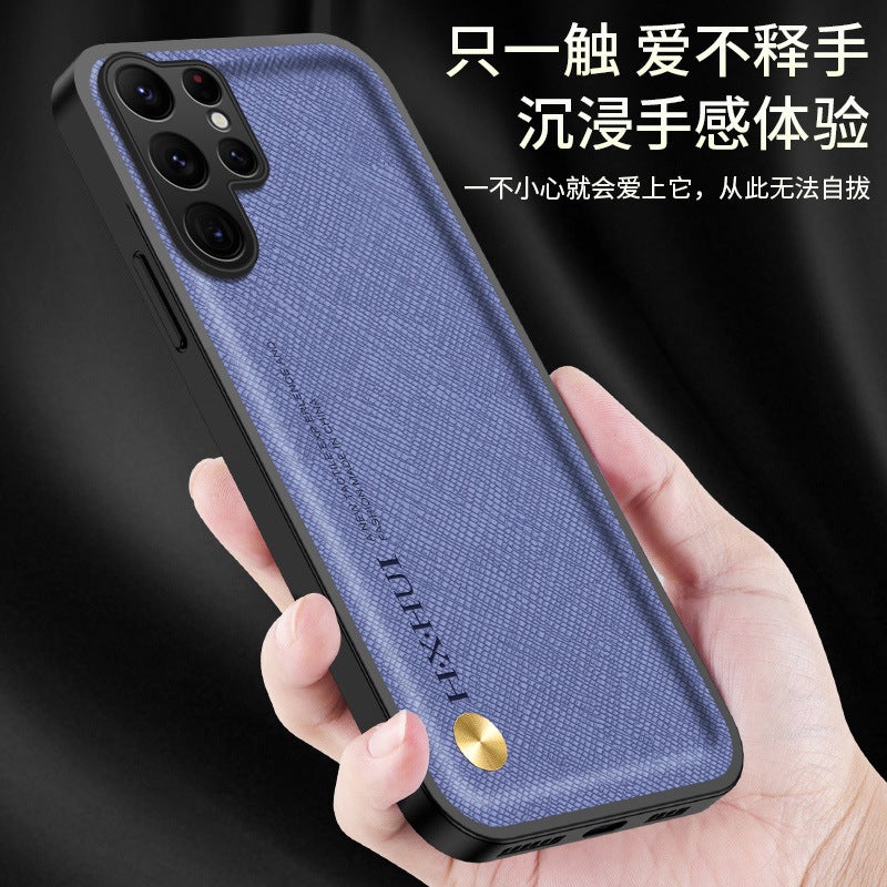 Drop Protection Scratch Resistant Leather Texture for Samsung Galaxy A52 with Kickstand in Elegant Cyan for Tabletop Use - Image 5