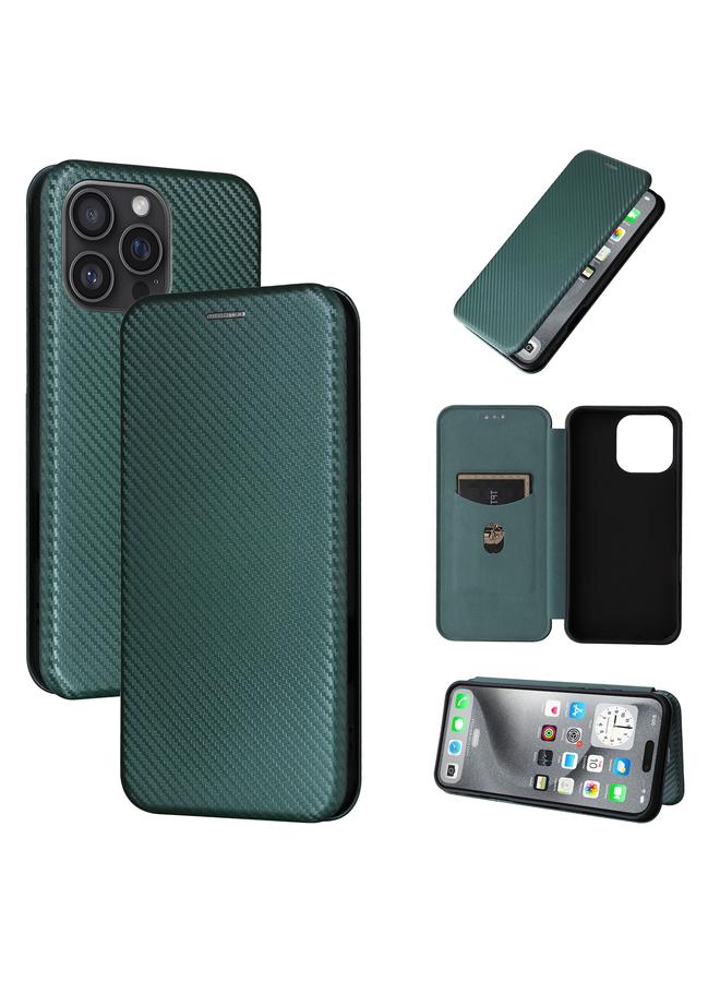 اس-توب جراب هاتف iPhone 16 Pro Max مصنوع من ألياف الكربون والجلد القابل للطي - Image 1
