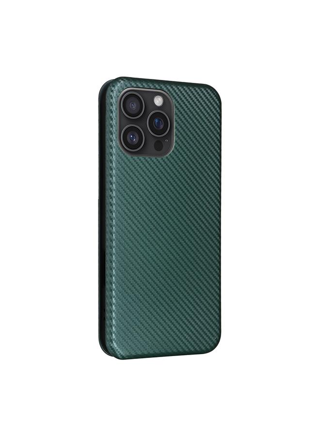اس-توب جراب هاتف iPhone 16 Pro Max مصنوع من ألياف الكربون والجلد القابل للطي - Image 2