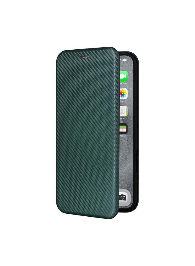 اس-توب جراب هاتف iPhone 16 Pro Max مصنوع من ألياف الكربون والجلد القابل للطي - Image 3