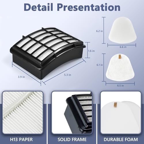 Funmit 2 HEPA + 4 Foam & Felt Filters Compatible with Shark Navigator Lift-Away Deluex NV350, NV351, NV352, NV355, NV356E, NV357, NV360, NV370, NV391, UV440, UV490, UV540, Part # XFF350 & XHF350 - Image 3