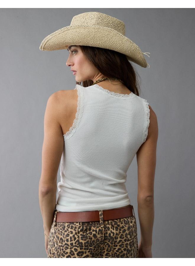 American Eagle AE Graphic Lace Trim Tank Top  - Image 4