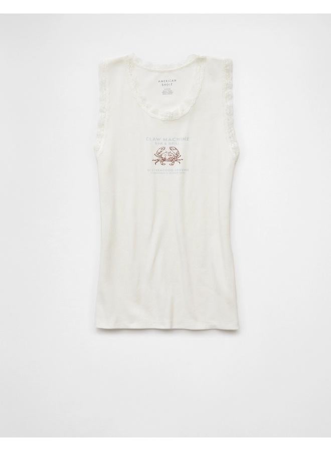 American Eagle AE Graphic Lace Trim Tank Top  - Image 3