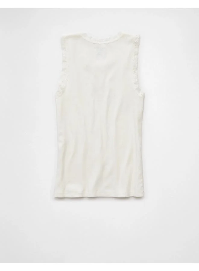 امريكان ايجل AE Graphic Lace Trim Tank Top