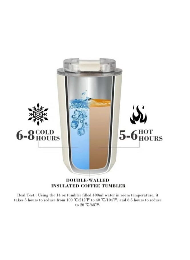 سميج كوب مشروبات سعة 320 مللي كوب شرب محمول للسفر محمول للسيارة من الفولاذ المقاوم للصدأ مقاوم للتسرب 320 مللي لترمس القهوة （وردي） - Image 4