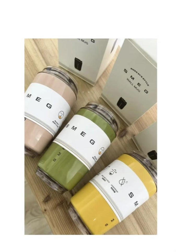 سميج كوب مشروبات سعة 320 مللي كوب شرب محمول للسفر محمول للسيارة من الفولاذ المقاوم للصدأ مقاوم للتسرب 320 مللي لترمس القهوة （وردي） - Image 2