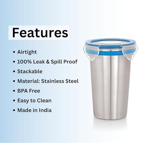 STEELLOCK Stainless Steel Tumbler with Lid, 325ML, BPA Free Water Tumbler, Leak Proof, Office Tumbler, Rust-Free, Easy Grip, Easy to Carry, Travel Bottle - Image 3