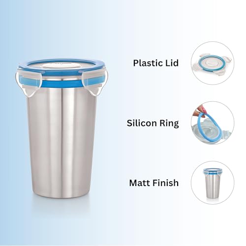 STEELLOCK Stainless Steel Tumbler with Lid, 325ML, BPA Free Water Tumbler, Leak Proof, Office Tumbler, Rust-Free, Easy Grip, Easy to Carry, Travel Bottle - Image 4