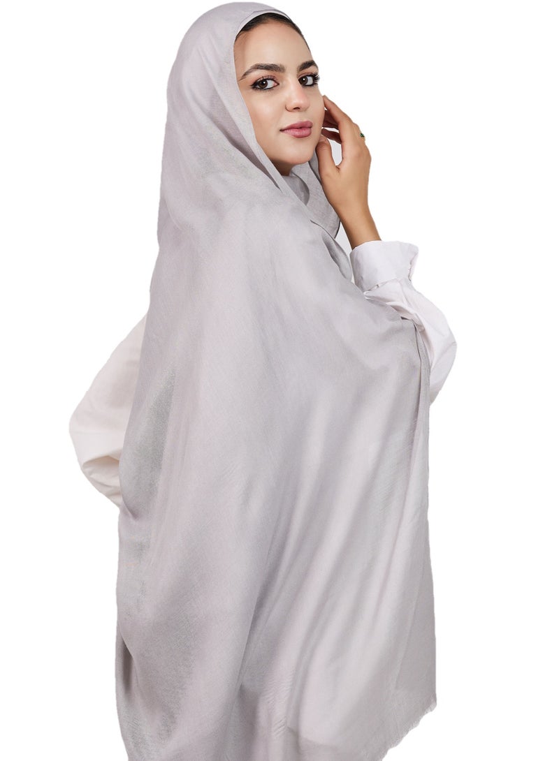 فلاور طرحة قطن مودال سادة - فضي - Image 1