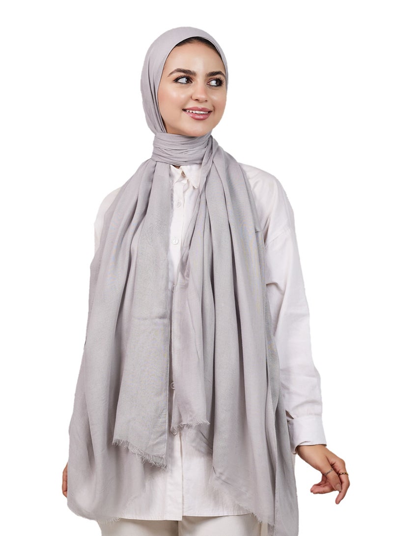 فلاور طرحة قطن مودال سادة - فضي - Image 3