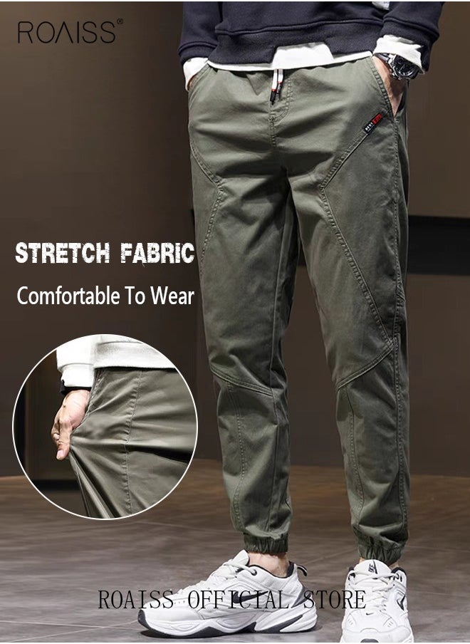 roaiss - Men's Cargo Pants Casual Pants Made of Pure Cotton with Elastic Drawstring Suitable for Various Body Types Simple and Trendy - Image 1